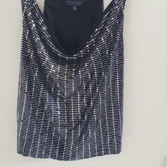 Elloquii Silver Draping Sequence Shimmer Top - Picture 1 of 3